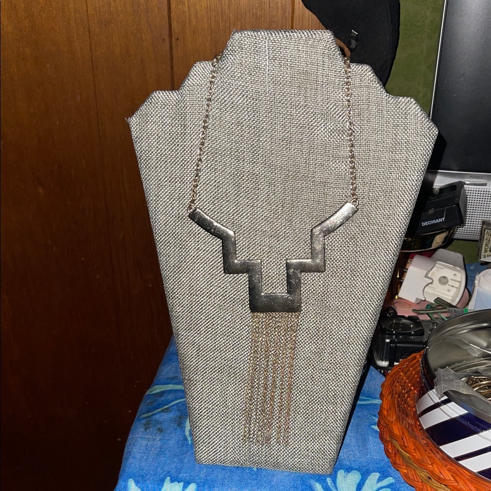 Modern Goldtone Chevron Necklace